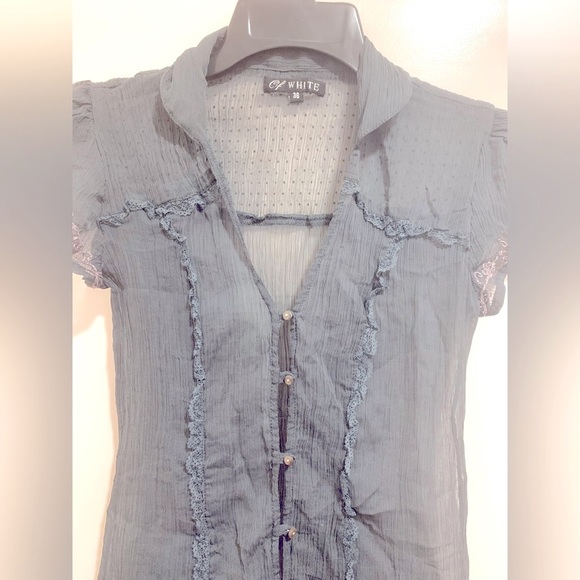 youth gray sheer button top - Picture 1 of 3